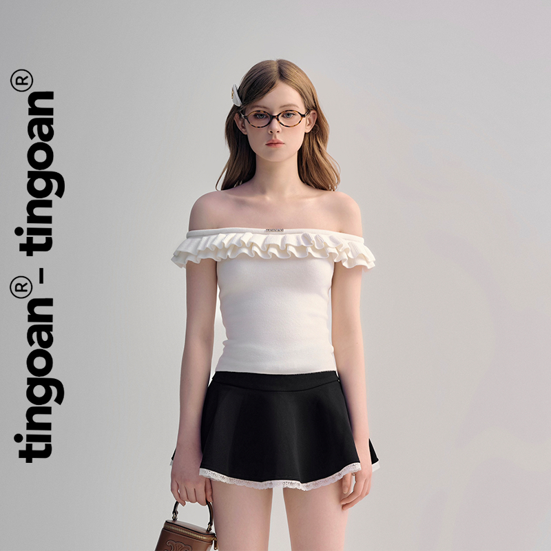 [KOL] TINGOAN® - Áo len xù trễ vai ngang phối bèo XING XING TOP | BigBuy360 - bigbuy360.vn