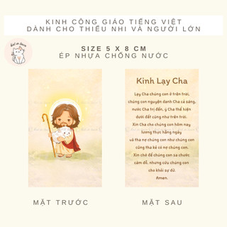 [KatinTown - Hàng Thiết Kế] Kinh Công Giáo - Thẻ Kinh Lạy Cha Song Ngữ Nhỏ Gọn - In 2 Mặt Ép Plastic