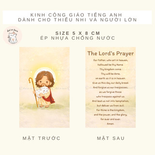 [KatinTown - Hàng Thiết Kế] Kinh Công Giáo - Thẻ Kinh Lạy Cha Song Ngữ Nhỏ Gọn - In 2 Mặt Ép Plastic