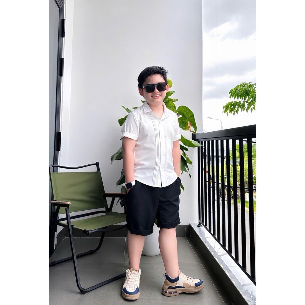 set sơmi thiết kế xếp ly cho bé trai 10-52kgTONIKIDS
