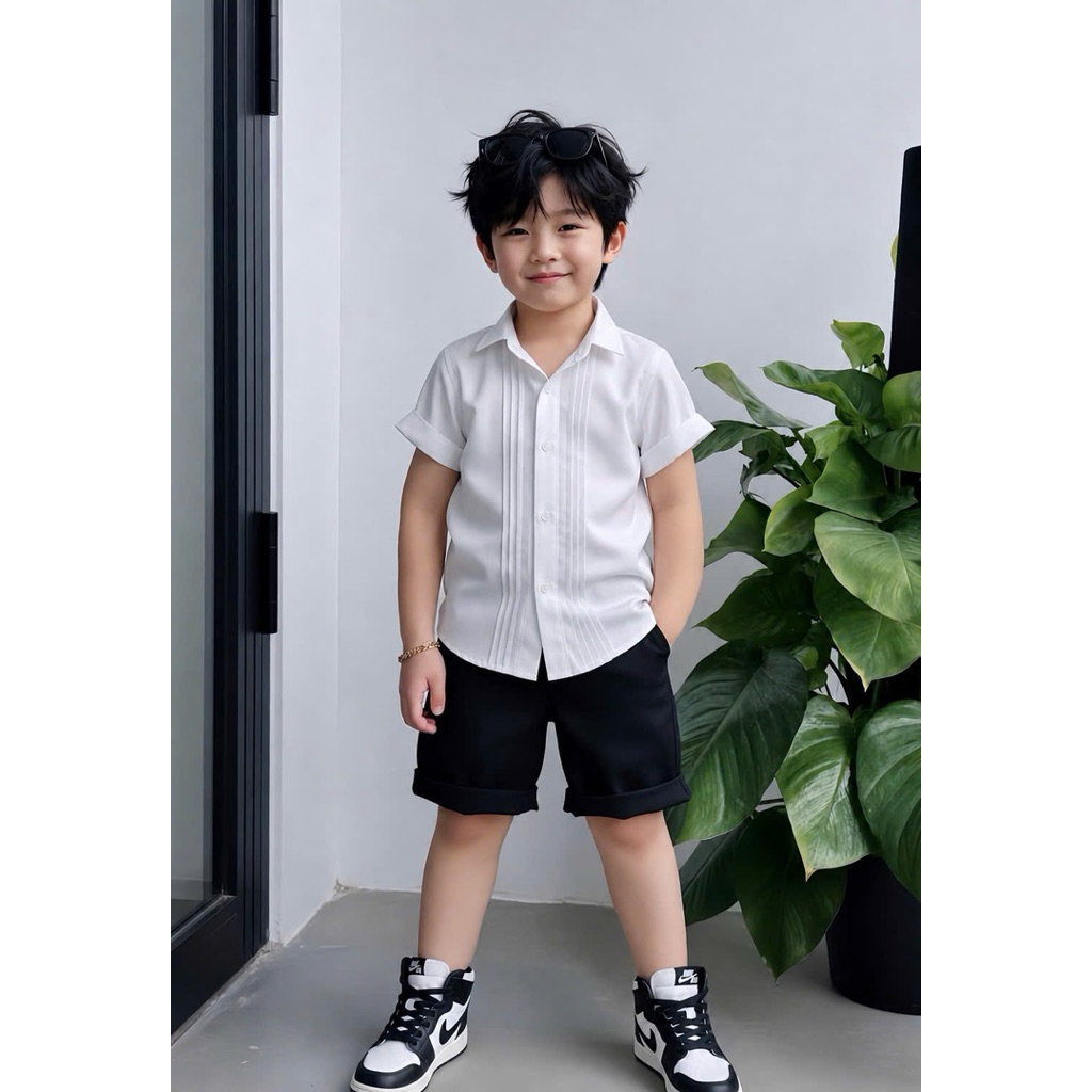 set sơmi thiết kế xếp ly cho bé trai 10-52kgTONIKIDS