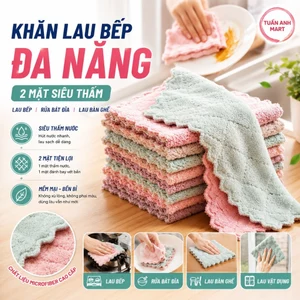 Combo 20 cái Khăn lau bếp đa năng 2 mặt siêu thấm (lau bếp, bát đĩa, bàn ghế) kháng khuẩn