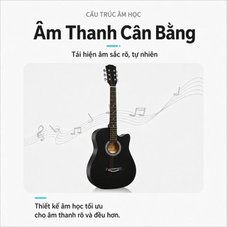 Đàn Guitar Acoustic 38 Inch Cho Người Mới Học, 2 Màu Đen/Gỗ, Phù Hợp Học Tập Giải Trí Quà Tặng
