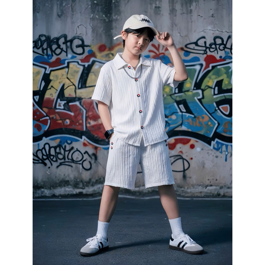 set sơmi thiết kế fort gân nổi siêu mát cho bé trai 10kg-52kg TONIKIDS