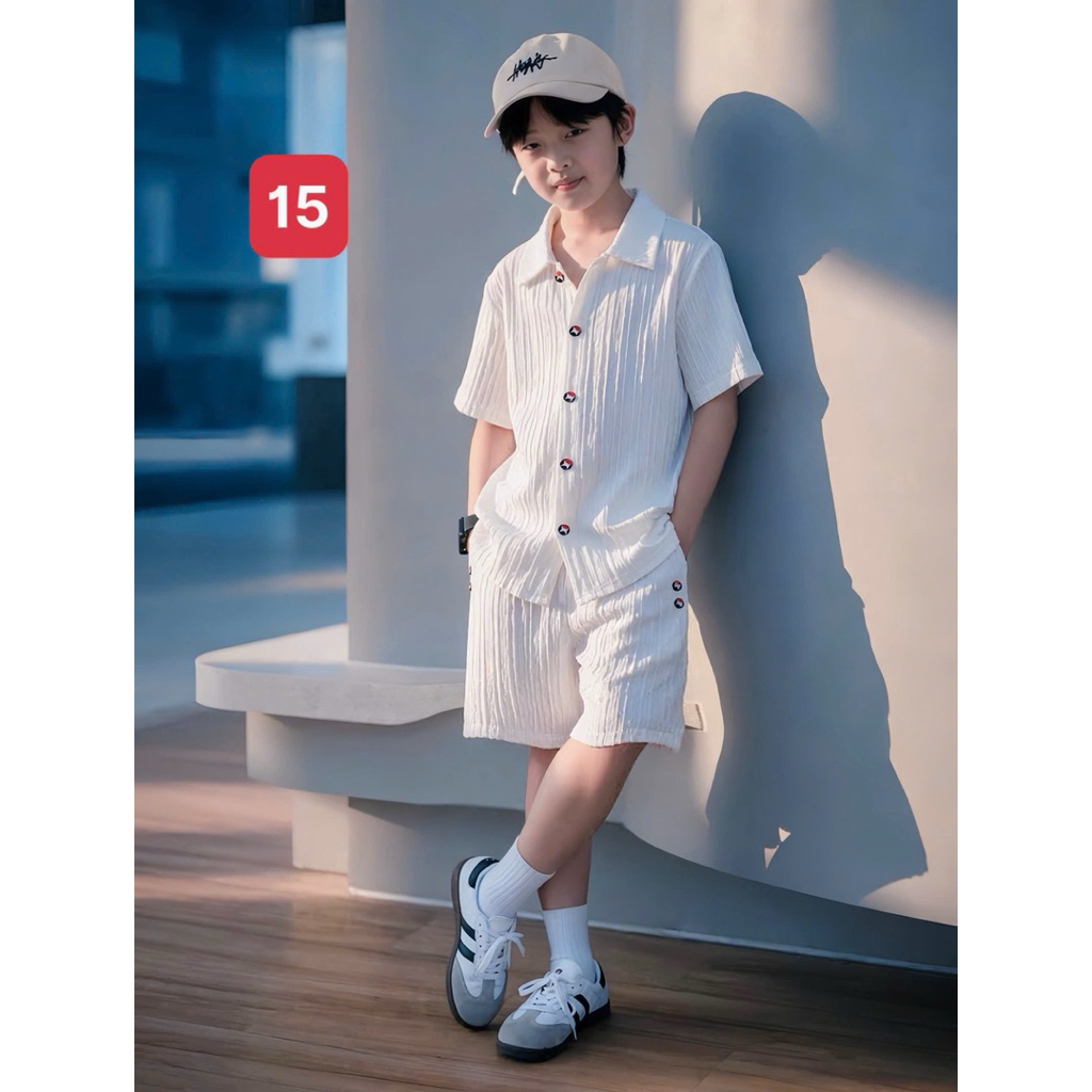 set sơmi thiết kế fort gân nổi siêu mát cho bé trai 10kg-52kg TONIKIDS