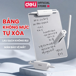 Bảng Tự Xóa Không Mực Deli - Bảng Trơn/ Ô Ly Màn Hình Nhám Kèm Bút Ngòi 0.65mm Viết Như Paperlike, Bảo Vệ Mắt