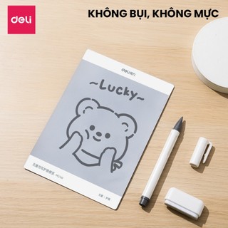 Bảng Tự Xóa Không Mực Deli - Bảng Trơn/ Ô Ly Màn Hình Nhám Kèm Bút Ngòi 0.65mm Viết Như Paperlike, Bảo Vệ Mắt