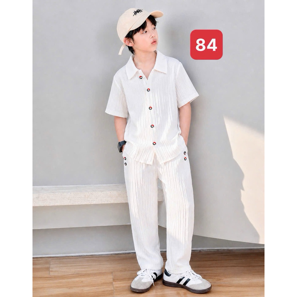 set sơmi trắng đi biển cho bé trai TONIKIDS 10kg-52kg