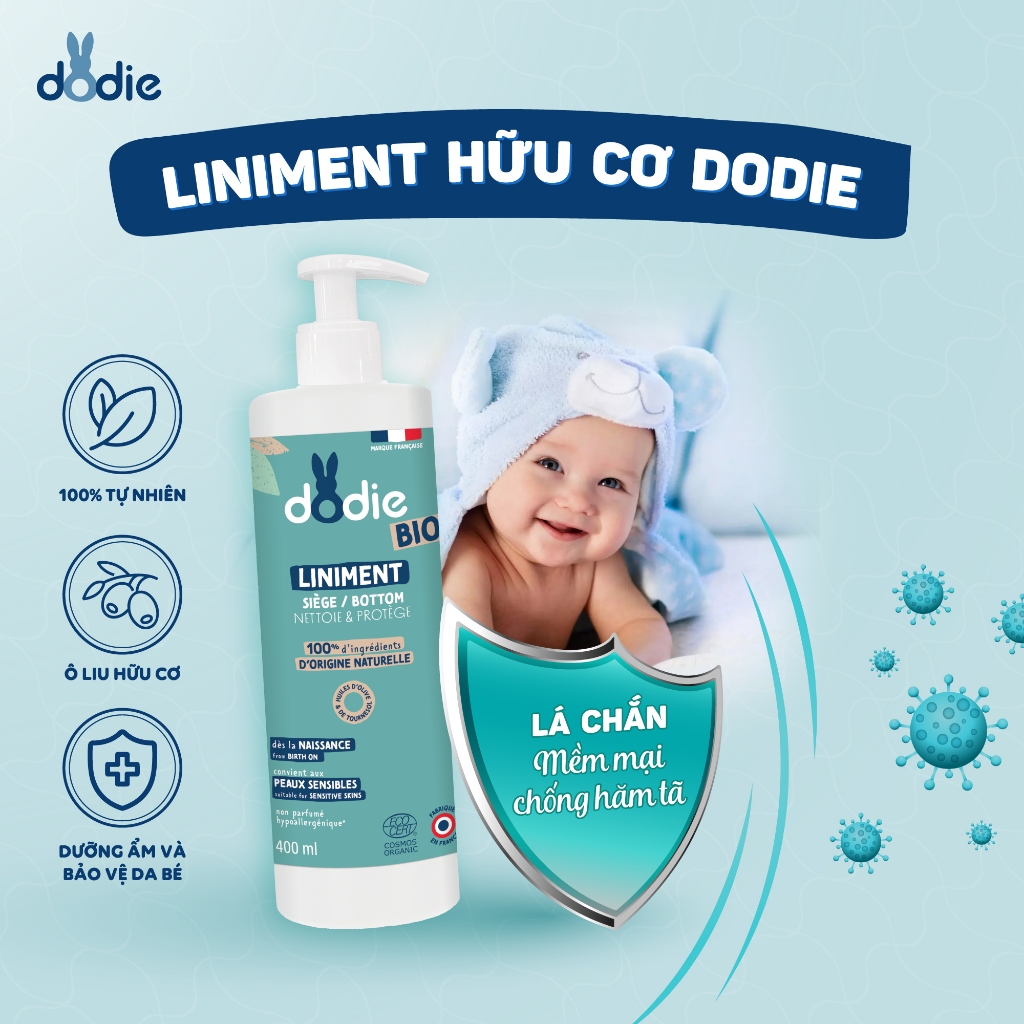 [DODIE] Liniment dung dịch chống hăm tã Hữu cơ cho bé - không cần rửa lại - 400ml [DATE T11/2026]