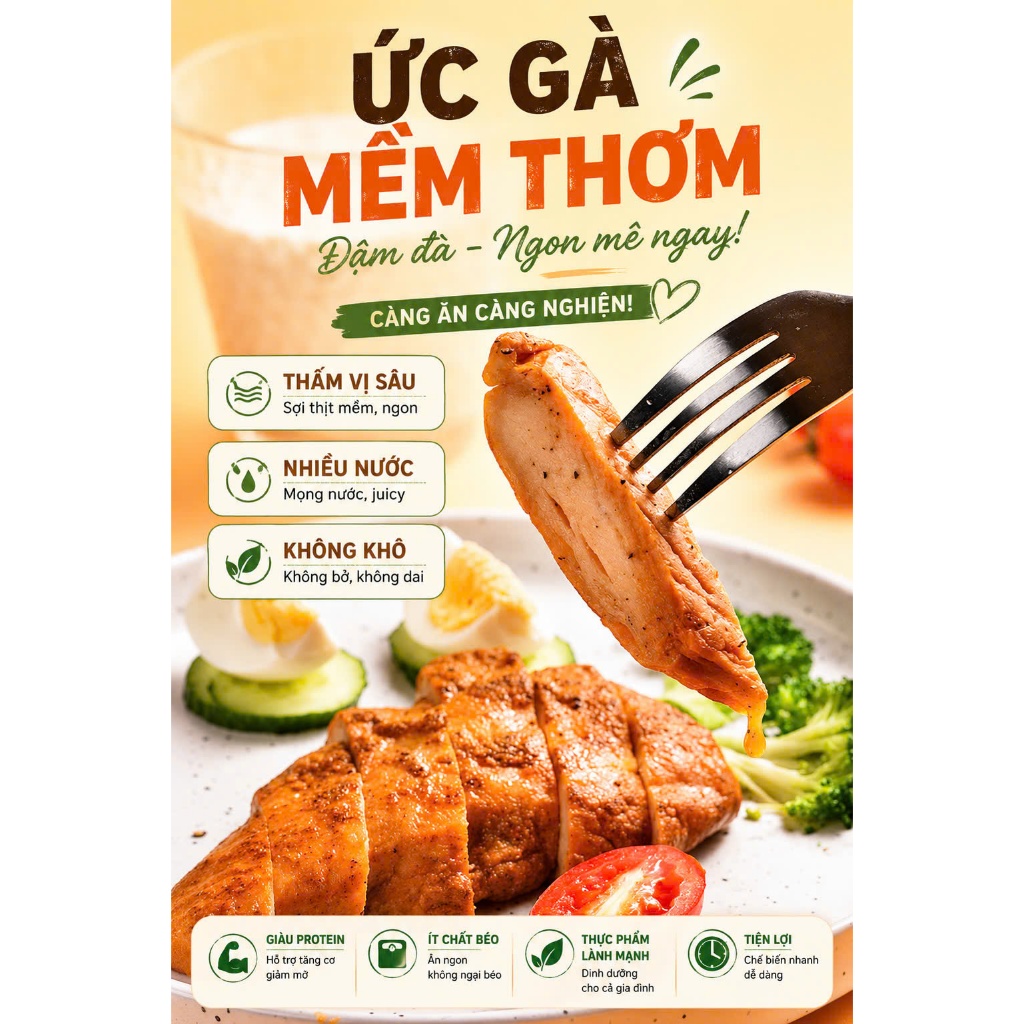 Ức gà ăn liền Light Food 50g, 60g - Ức gà mềm mọng, ức gà ăn kiêng ít calo, giàu protein, thực phẩm Eat Clean đầy đủ vị