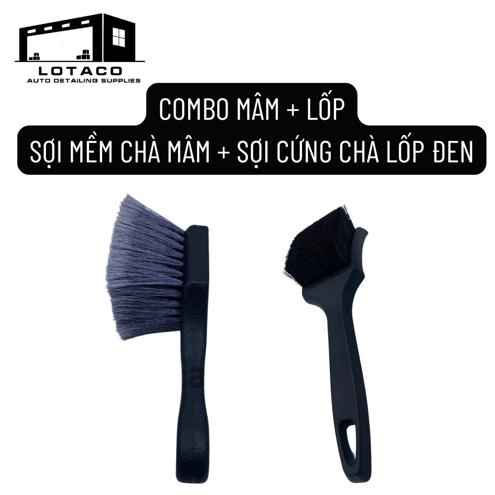 Bàn chải chà mâm lốp ô tô sợi mềm chống xướt mâm [ LOẠI DÀY], bàn chải chà lazang Lotaco