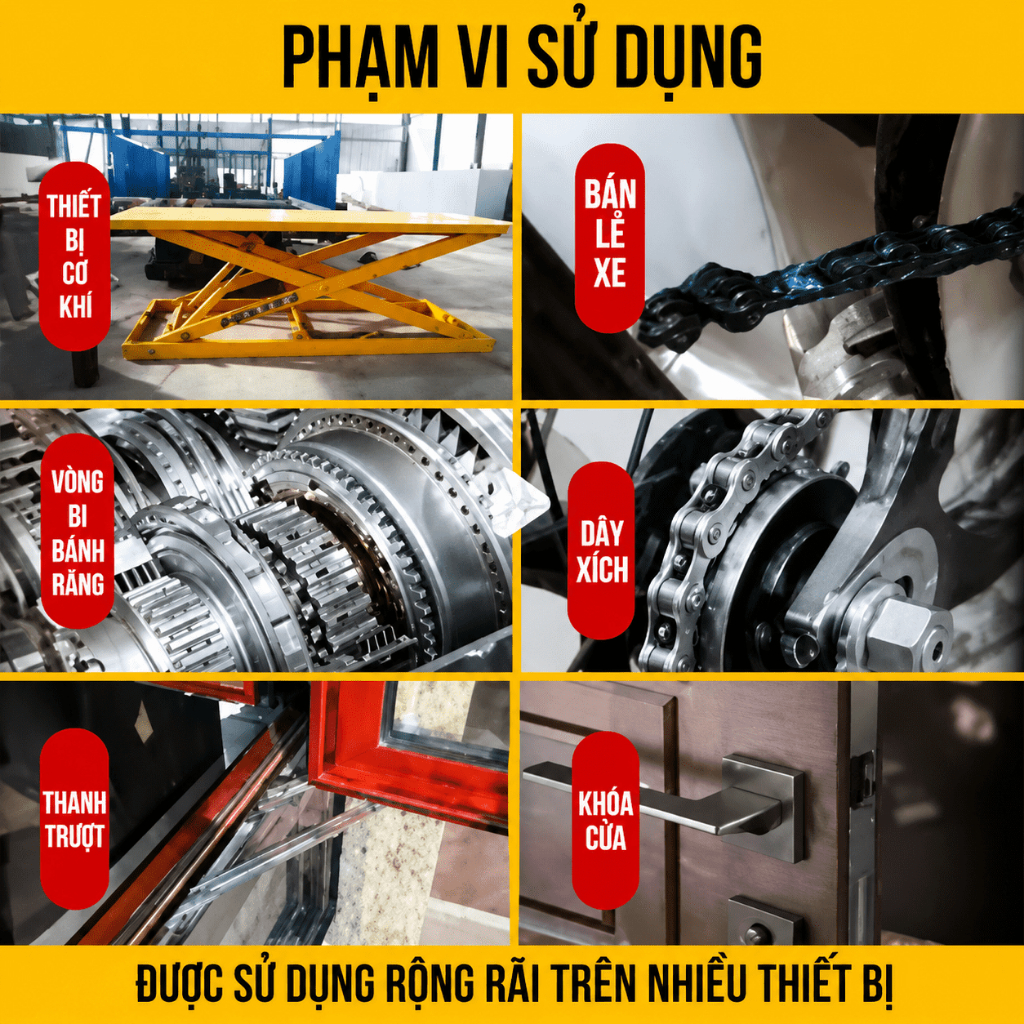 Dầu Bôi Trơn Xịt 180ML|Grease Spray Lubricant|Chống Rỉ Sét, Giảm Ma Sát, Bôi Trơn Xích Xe Máy|Miễn Phí Ship|Mua 3 Tặng 1