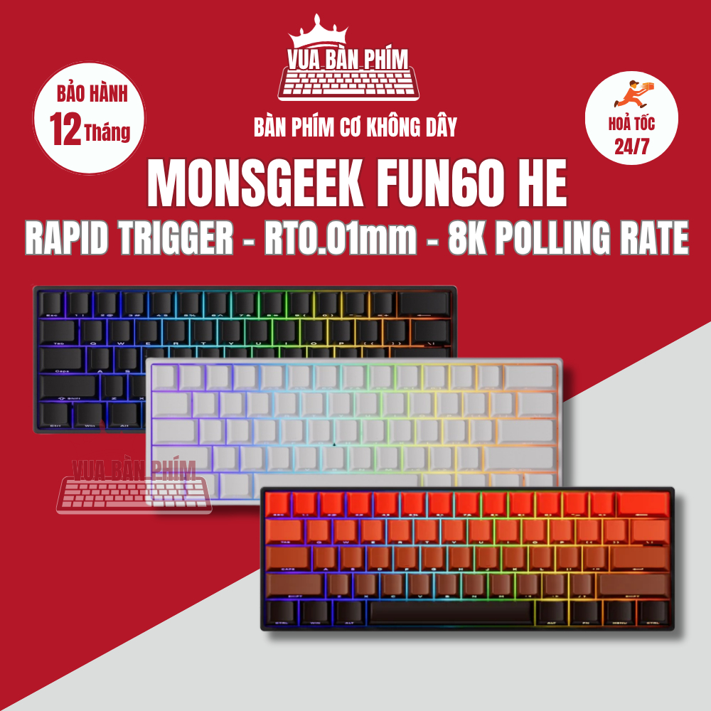 Bàn phím cơ gaming Akko Monsgeek fun60 pro rapid trigger , polling rate 8k , switch từ tính, led rgb, chuyên game fps | BigBuy360 - bigbuy360.vn