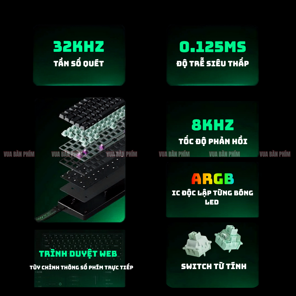 Bàn phím cơ gaming Akko Monsgeek fun60 pro rapid trigger , polling rate 8k , switch từ tính, led rgb, chuyên game fps | BigBuy360 - bigbuy360.vn