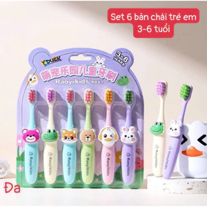 Set 6 Bàn Chải Đánh Răng Hình Thú Cho Bé – Lông Siêu Mềm, Dễ Thương