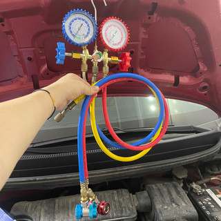 Đồng hồ nạp ga điều hòa đôi, bộ nạp ga điều hòa ô tô cơ bản TẶNG kèm cặp van nạp