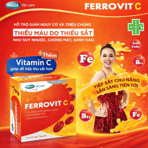 Tạm biệt tình trạng da xanh xao, người lừ đừ, mệt mỏi, kém tập trung vì thiếu máu do thiếu sắt cùng FerrovitC (Hộp 30 vi