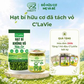Hạt bí hữu cơ đã tách vỏ C'Lavie 200g, có thể ăn sống, rang, đập vụn hoặc xay nhuyễn
