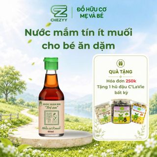 Nước mắm Tĩn ít muối cho bé ăn dặm, độ đạm 42N, chai thủy tinh 60ml rin nguyên chất cá cơm than