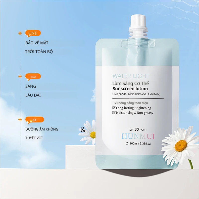 Kem chống nắng SPF30+ PA+++, tươi mát, tự nhiên, làm sáng da, giá cả phải chăng cho sinh viên, bảo vệ da khỏi tia UV khi