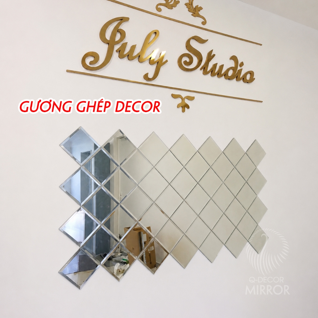 Gương Soi Toàn Thân Dán Tường Dán Tủ Quần Áo Q Decor, Gương Ghép Vuông Trang Trí Phòng Ngủ Phòng Khách Spa