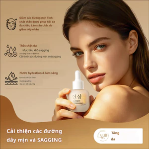 Tinh chất chống nhăn nhân sâm sử dụng dầu để nuôi dưỡng da, nâng cơ và làm săn chắc da mặt, giảm nếp nhăn và làm sáng da