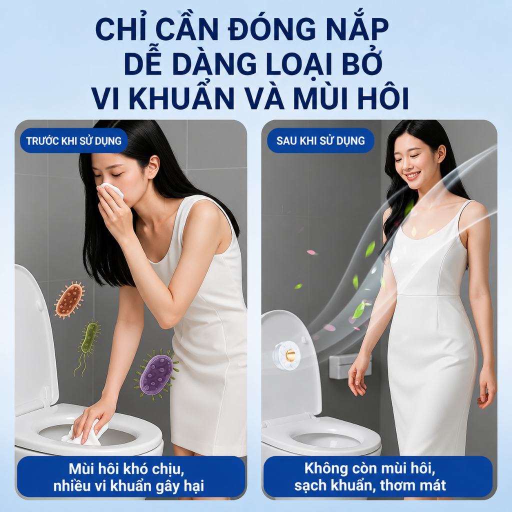 Máy khử khuẩn bồn cầu bằng tia UV tích hợp viên thơm khử mùi