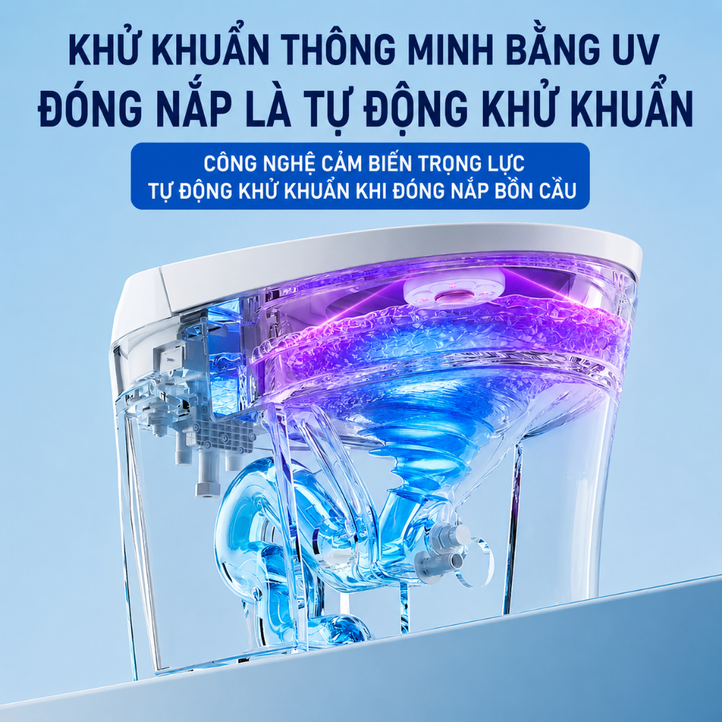 Máy khử khuẩn bồn cầu bằng tia UV tích hợp viên thơm khử mùi