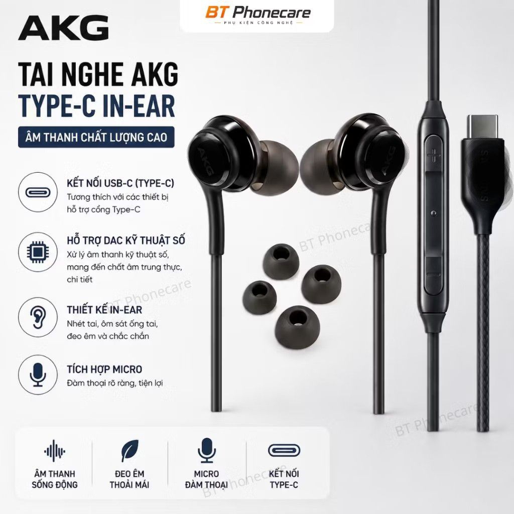 Tai Nghe AKG Type C In-Ear Âm Bass Mạnh Mic Rõ Hỗ Trợ DAC Kỹ Thuật Số Cho Điện Thoại iPad USB-C