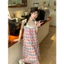 Đầm Ngủ Caro Hồng Phối Ren Vintage Nữ - Váy Hai Dây Dáng Suông Tiểu Thư Hàn Quốc Dễ Thương