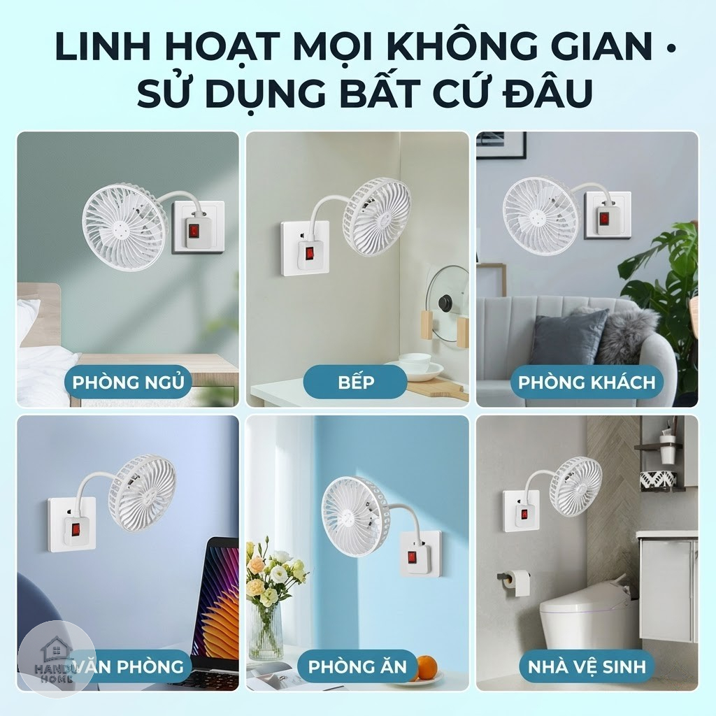 Quạt Cắm Điện Mini Đa Năng Thiết Kế Nhỏ Gọn Xoay 360 Độ Vận Hành Siêu Êm Ái Không Tiếng Ồn Phù Hợp Mọi Không Gian