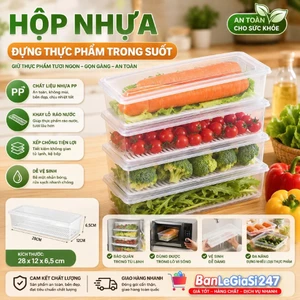 Hộp Nhựa (U2) Trong Suốt Đựng Thực Phẩm, Rau Củ Quả Có Khay Rãnh Thoát Nước Giúp Thực Phẩm Khô Ráo Tươi Lâu