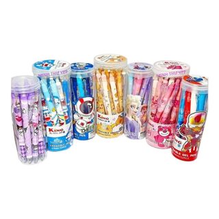 LEAFBOOK LON 20 Cây Bút Gel Bấm Xóa Được 0.5mm KING – Mực Đậm, Viết Êm, Nhiều Mẫu Hoạt Hình Dễ Thương