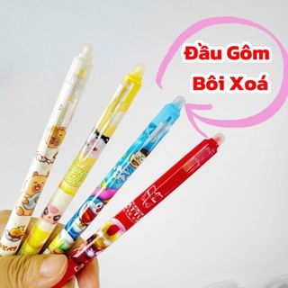 LEAFBOOK LON 20 Cây Bút Gel Bấm Xóa Được 0.5mm KING – Mực Đậm, Viết Êm, Nhiều Mẫu Hoạt Hình Dễ Thương