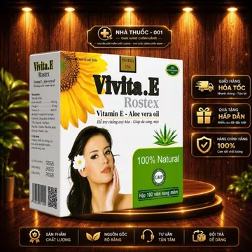 Vivita.E Rostex – Vitamin E & Aloe Vera Oil 🌿 Bổ sung Vitamin E kết hợp tinh dầu nha đam (Aloe Vera Oil), giúp chăm sóc