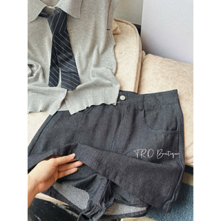 Set Áo Len Cổ Bẻ Cà Vạt Mix Chân Váy Jeans Bò QC