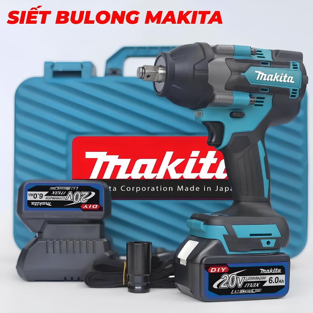 Máy Siết Bulong Makita, Lực siết 1280Nm - Siết Bulong Ô TÔ ỐC 38 - 48 Mạnh Mẽ Đơn Giản - Đầu Đặc 1/2