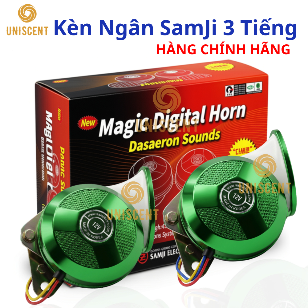 Còi Ngân,Còi Ngân Hàn Quốc/Còi Ngân 3 Tiếng-WUCHIKU/SAMJI-12V/24V Dùng Cho ÔTô/Xe Máy/XeTải(KèmRờLe)