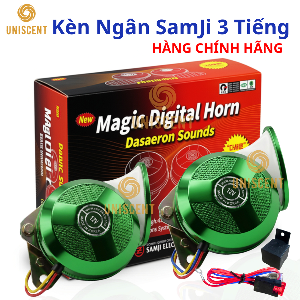 Còi Ngân/Còi Ngân Hàn Quốc/Còi Ngân 3 Tiếng - SAMJI - 12V/24V Dùng Cho Ô Tô/Xe Tải (Kèm RơLe)