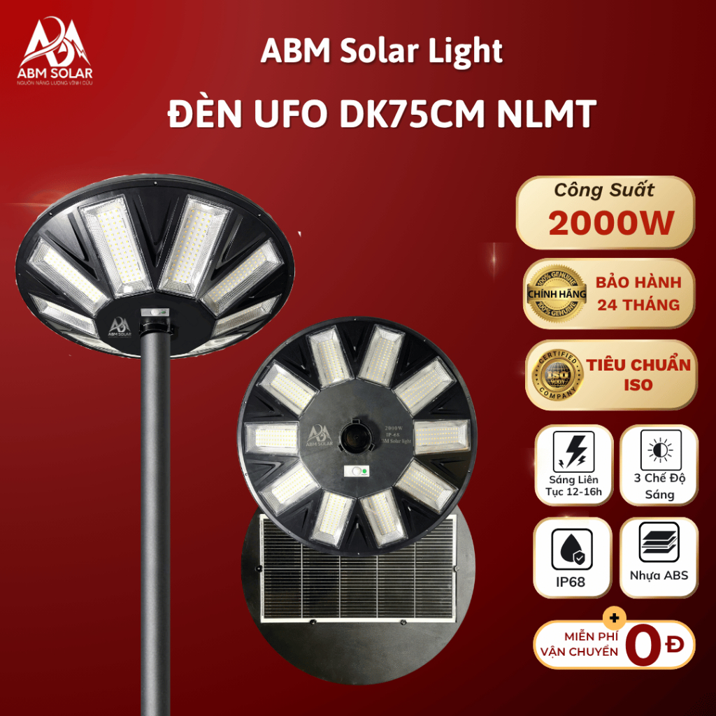 [2000W] Đèn Năng Lượng Mặt Trời Sân Vườn, Đĩa Bay UFO Lục Giác Siêu Sáng, Chống nước IP 68, Cảm Biến Chuyển Động - ABM