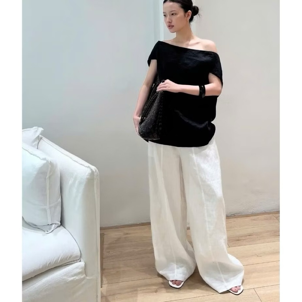 Áo trễ vai tay cộc linen Onni st