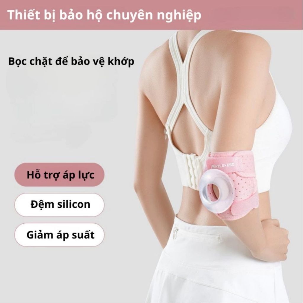 Băng Bảo vệ khuỷu tay Nailekesi, Đai Xỏ Khuỷu Tay, đệm silicon êm ái giúp cố định khớp và phòng chống chấn thương