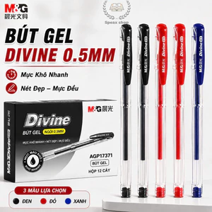 Bút Gel M&G Divine AGP17371 0.5mm Ngòi Kim – Mực Tím/Đỏ/Xanh, Thân Trong Suốt, Viết Mượt