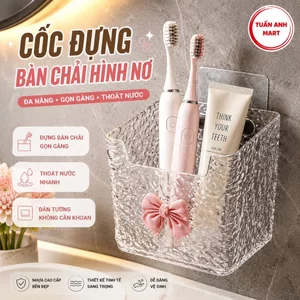 Combo 2 cái Ly cốc đựng bàn chải đa năng hình NƠ 10.5x8x11.5cm