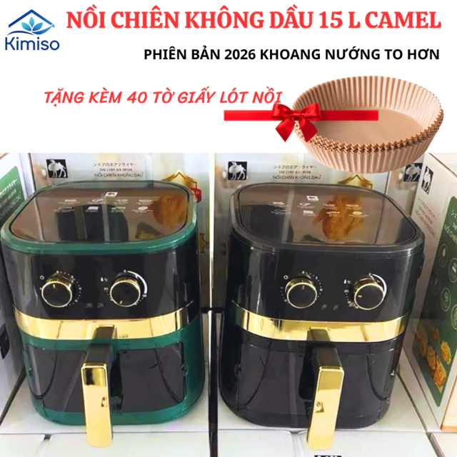 Nồi chiên không dầu CAMEL 15 LÍT , Nồi chiên không dầu cao cấp - Tặng 40 tờ giấy lót nồi