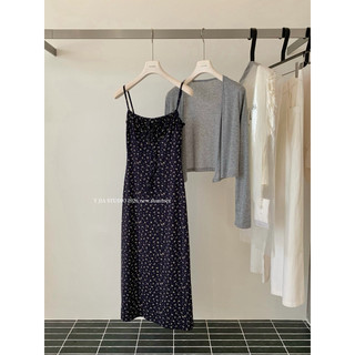 𝐩𝐡𝐢𝐞𝐧 𝐘𝐉𝐈𝐀 | 5723 Set Váy Hoa Nhí Kèm Áo Khoác Cardigan Xám