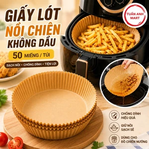 Combo 2 túi Set 50 Miếng Giấy Lót Nồi Chiên Không Dầu Màu Nâu (100 miếng)