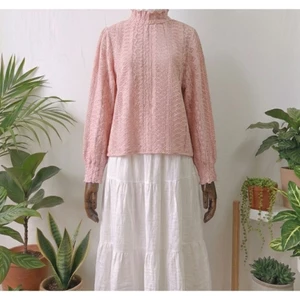 2HAND NHẬT ÁO CROCHET SỢI MỀM HỒNG PHẤN