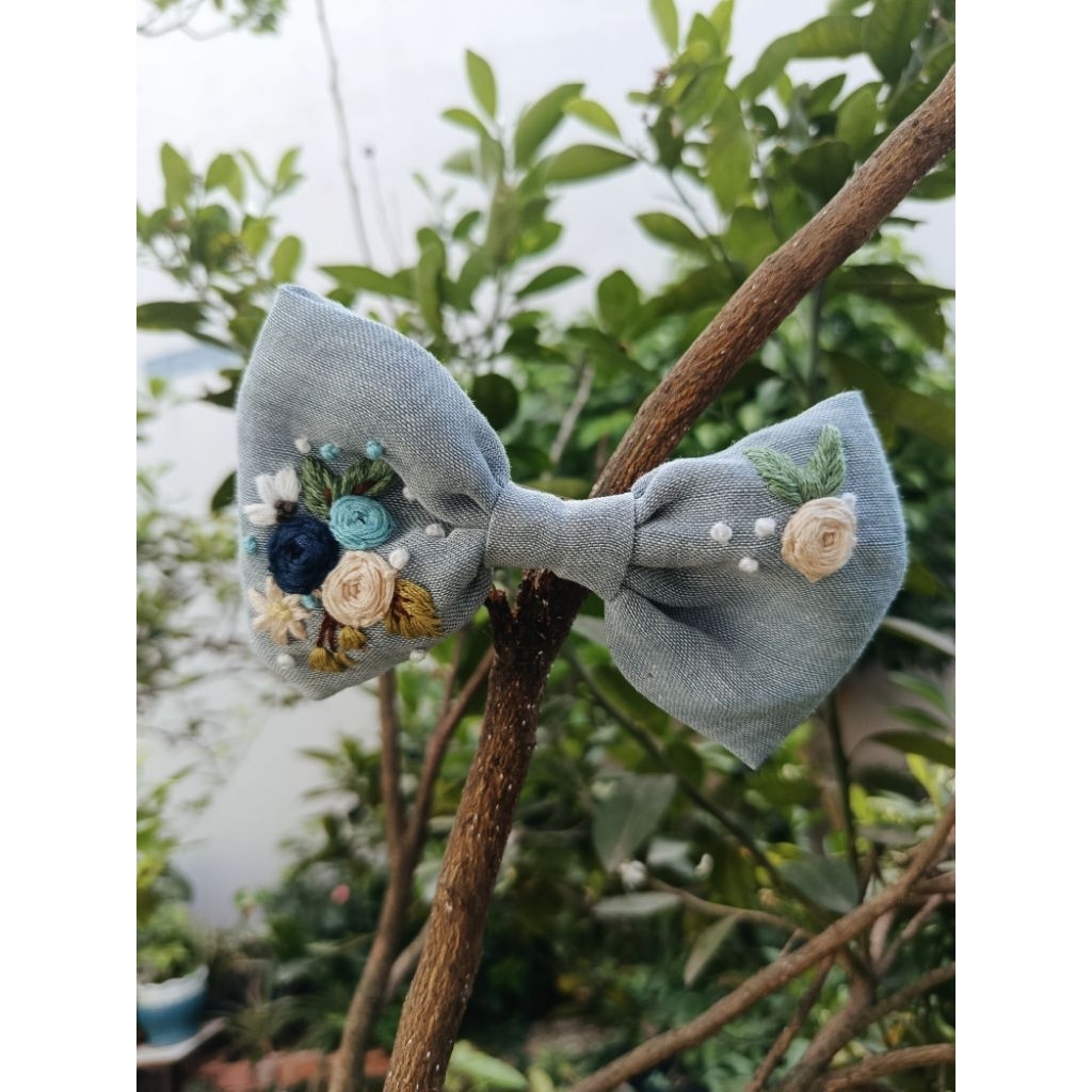 BUỘC TÓC NƠ THÊU TAY MERAKI HANDMADE