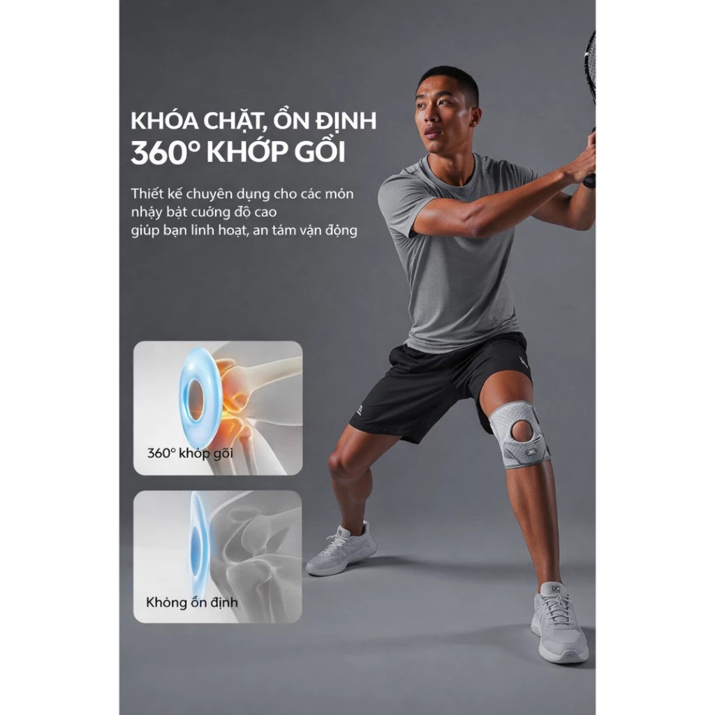 Đai Bó bảo vệ đầu gối thể thao Nailekesi Giúp Phòng Tránh Chấn Thương Dây Chằng, đệm EVA dày dặn thoáng khí co giãn